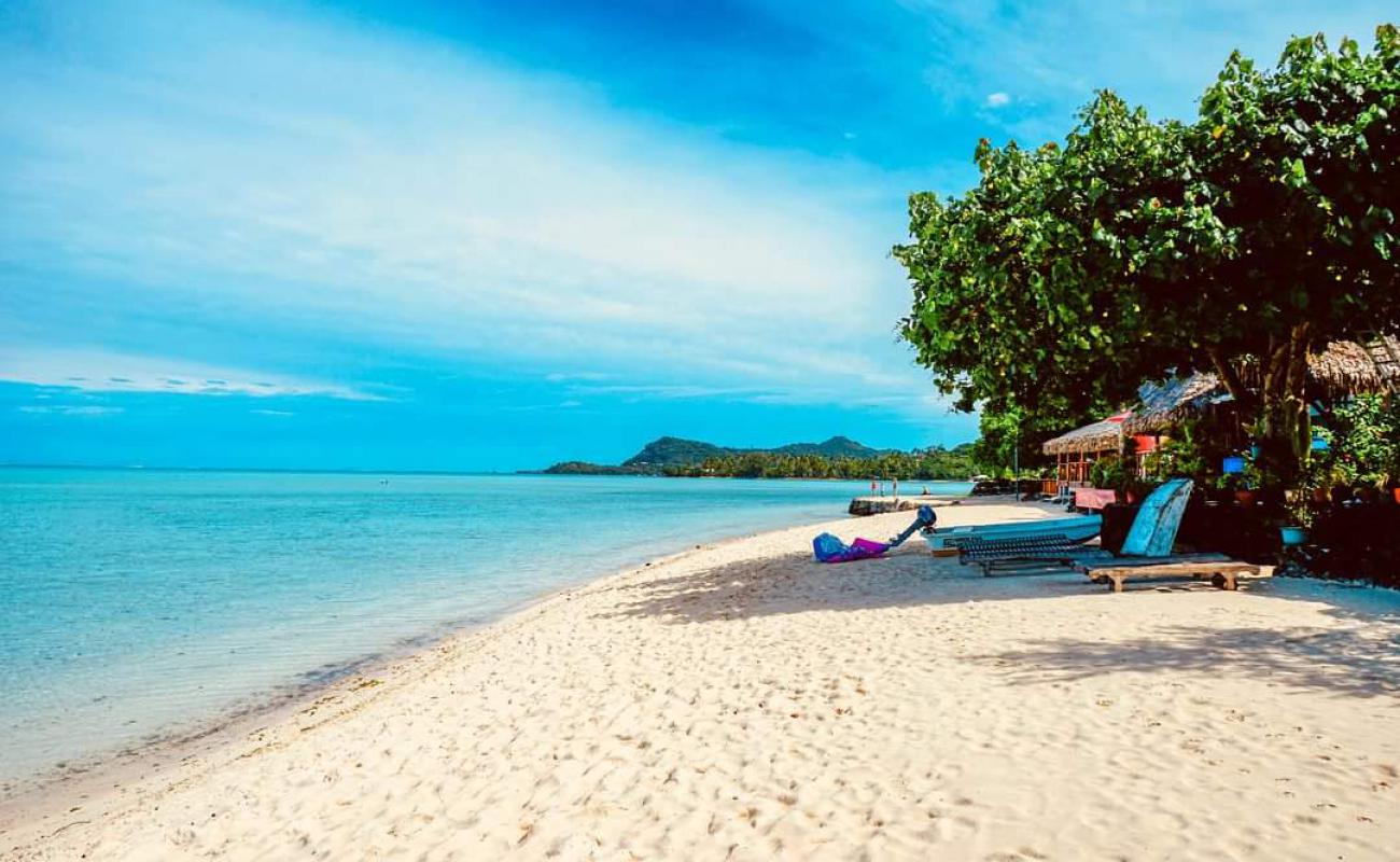 Foto af Matira Strand med hvidt fint sand overflade