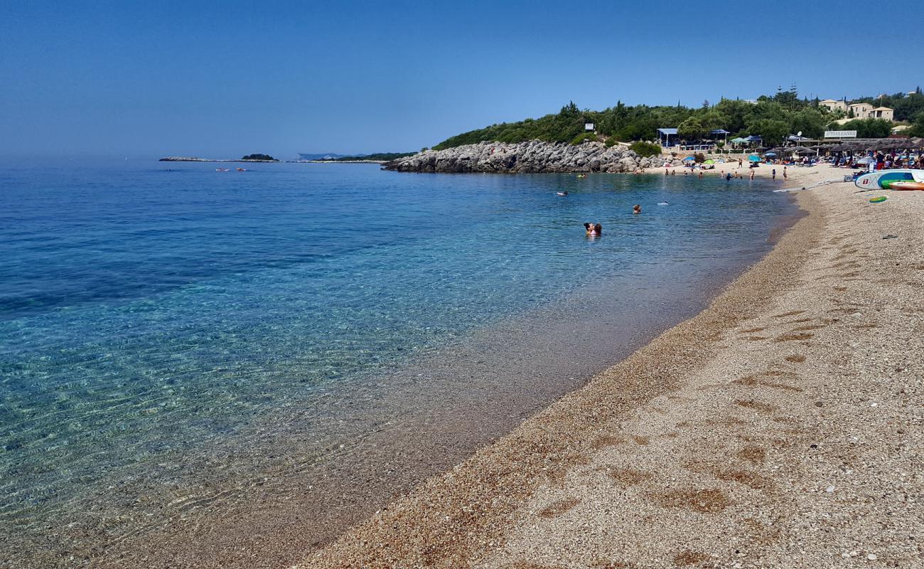 Foto af Megali Ammos Strand med hvidt sand overflade