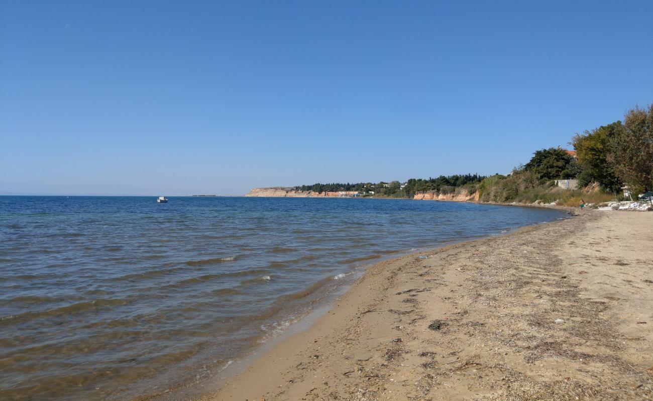 Foto af Nea Michiona beach med sort sand og småsten overflade