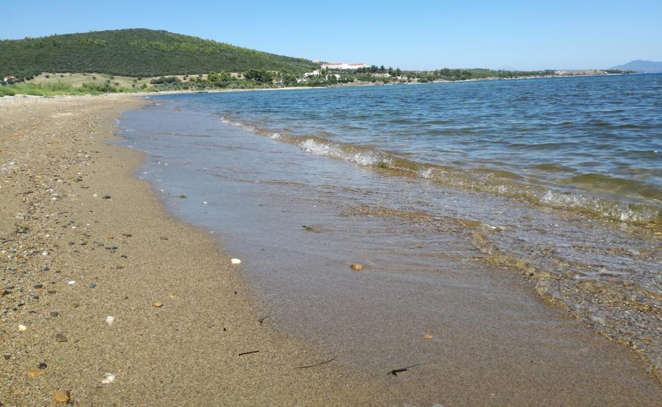 Foto af Vatopedi beach med lys sand overflade