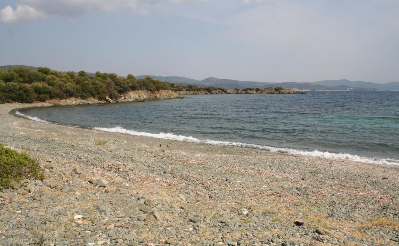 Foto af Diaporti beach II med sort sand og småsten overflade