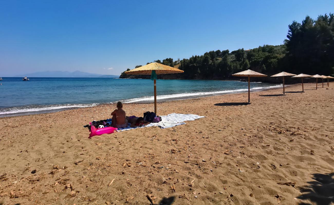 Foto af Kotsikia beach med sort sand og småsten overflade