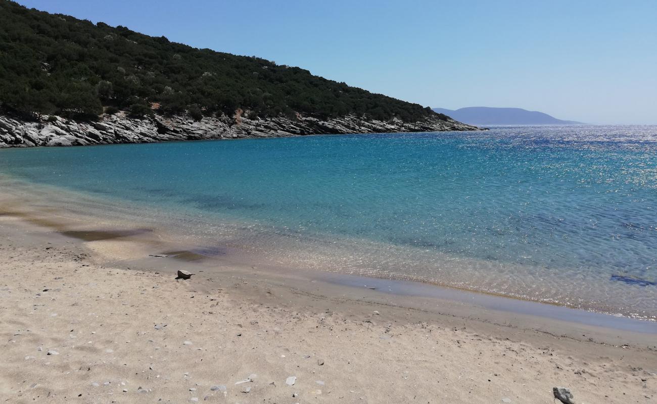 Foto af Limionas beach med lys sand overflade