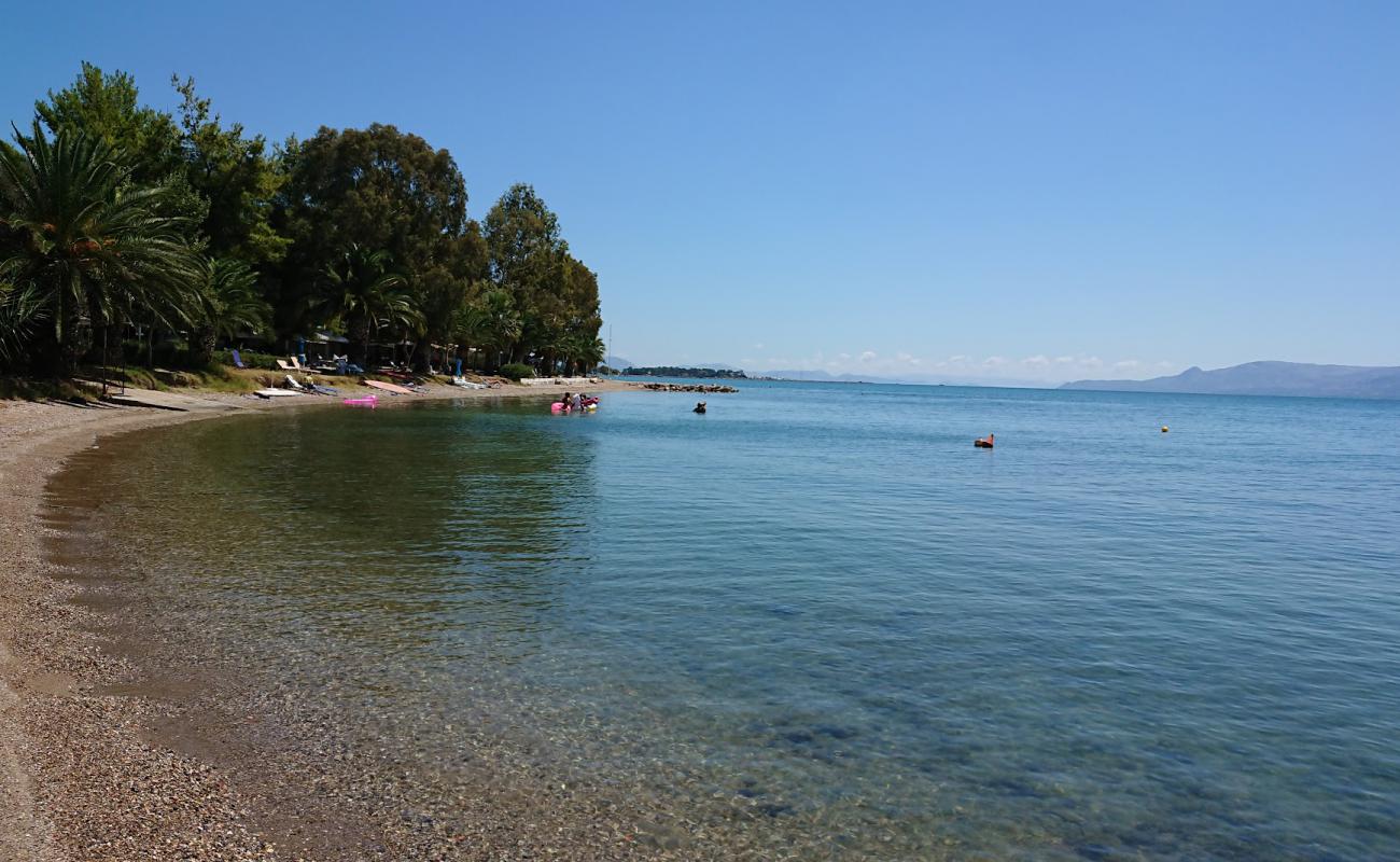 Foto af Milos camping beach med gråt sand og småsten overflade