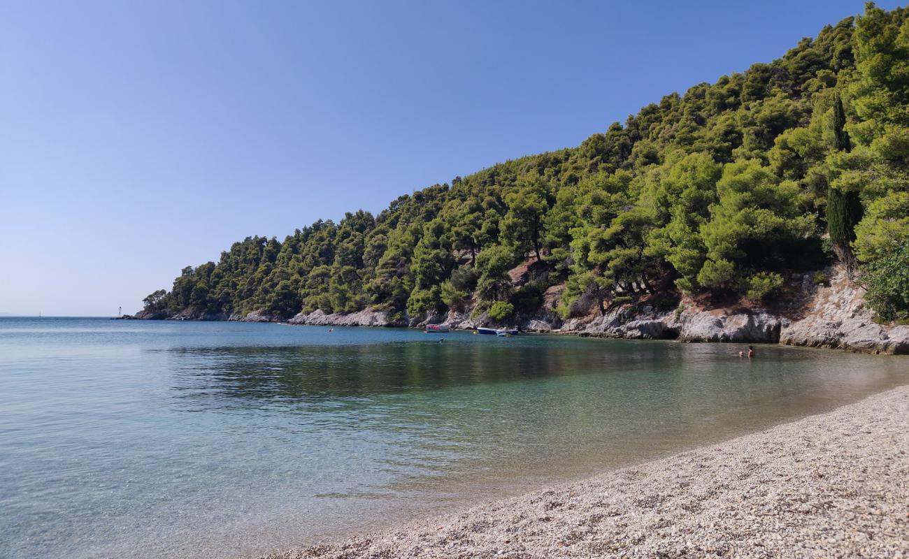 Foto af Agnontas beach med grå fin sten overflade