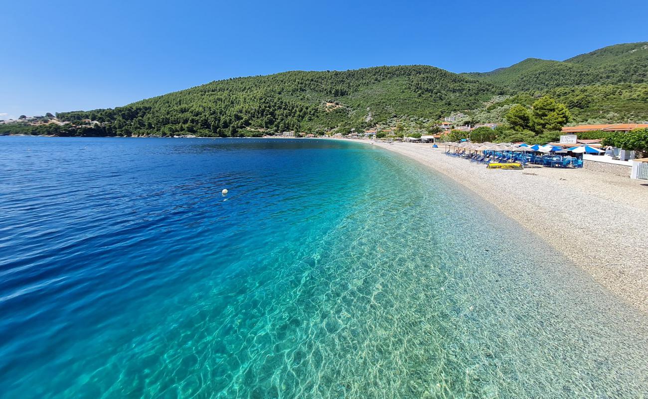 Foto af Panormos Strand med grå fin sten overflade