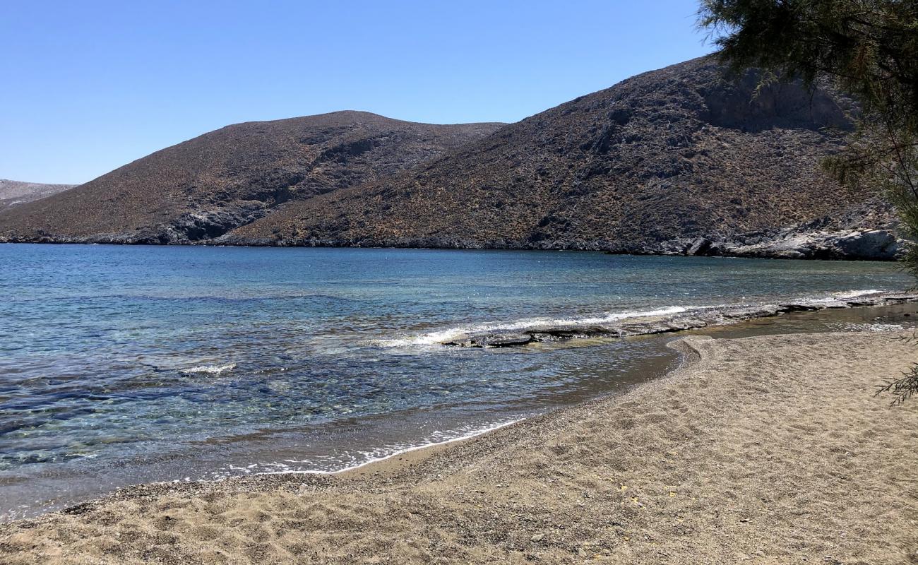 Foto af Paralia Panormos med lys skaldesand overflade