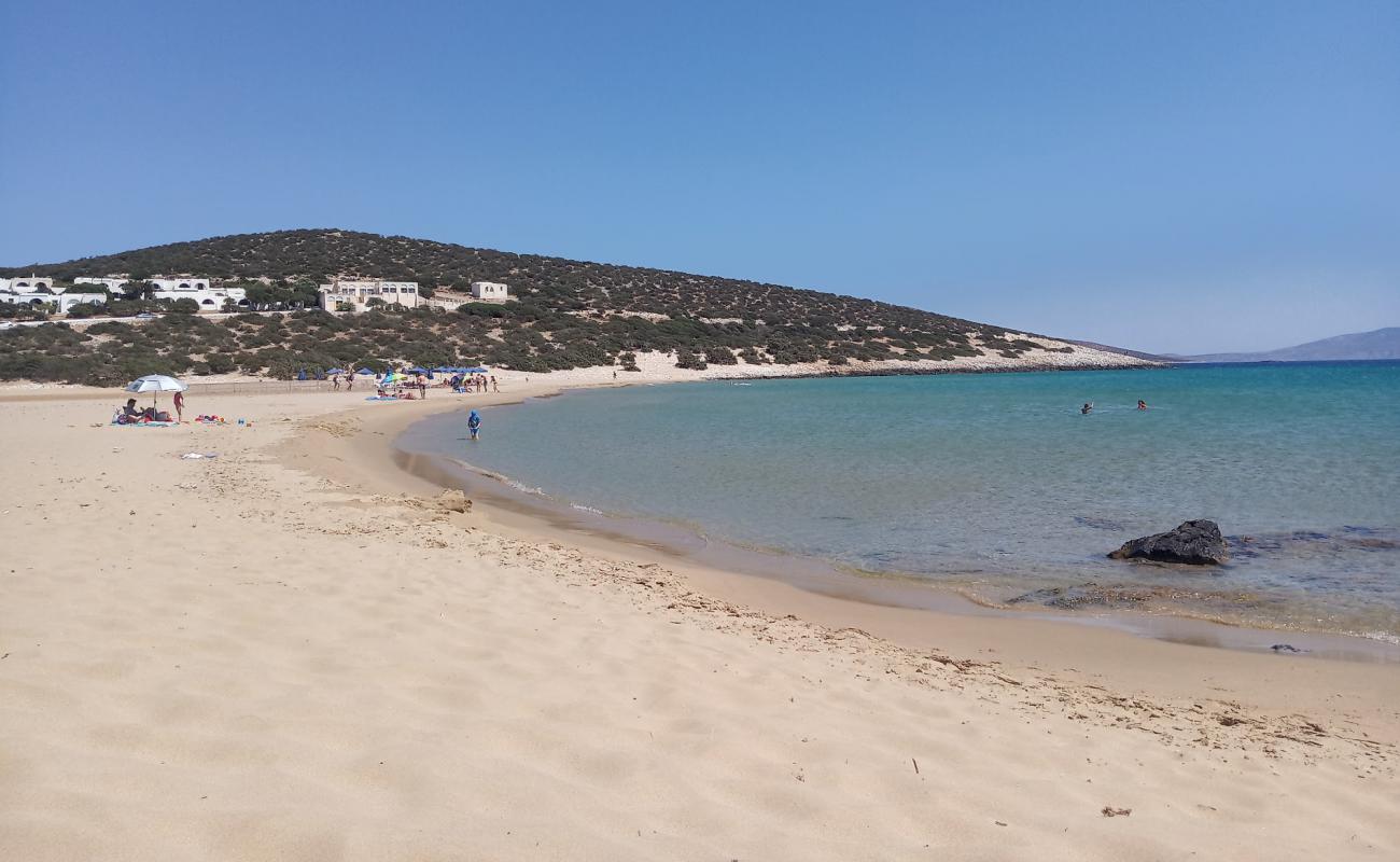 Foto af Pyrgaki Strand med lys fint sand overflade