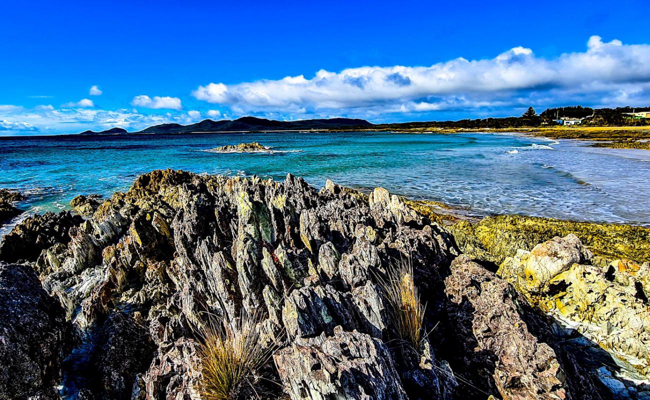 Foto af Hellyer Beach med lyst sand & sten overflade