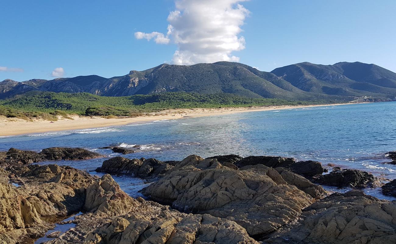 Foto af Portixeddu beach med lys fint sand overflade