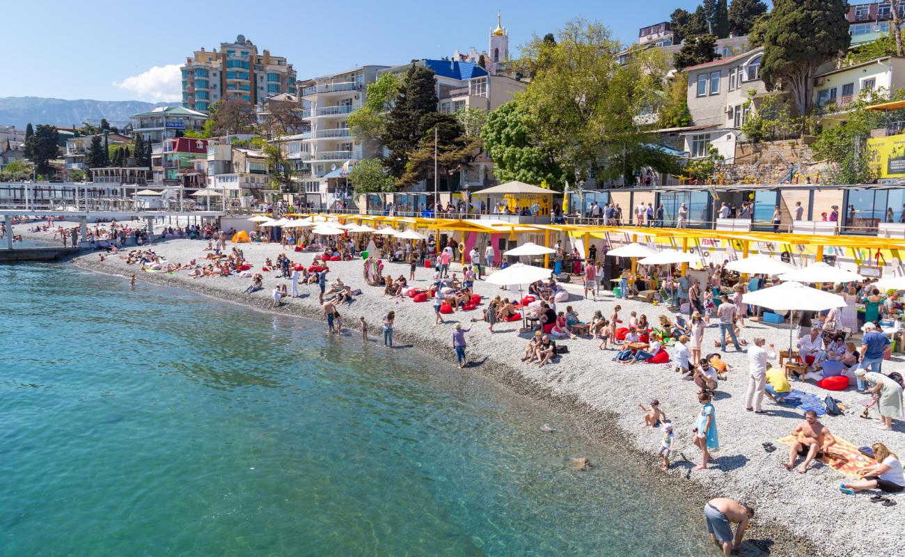 Foto af Massandra beach med grå fin sten overflade