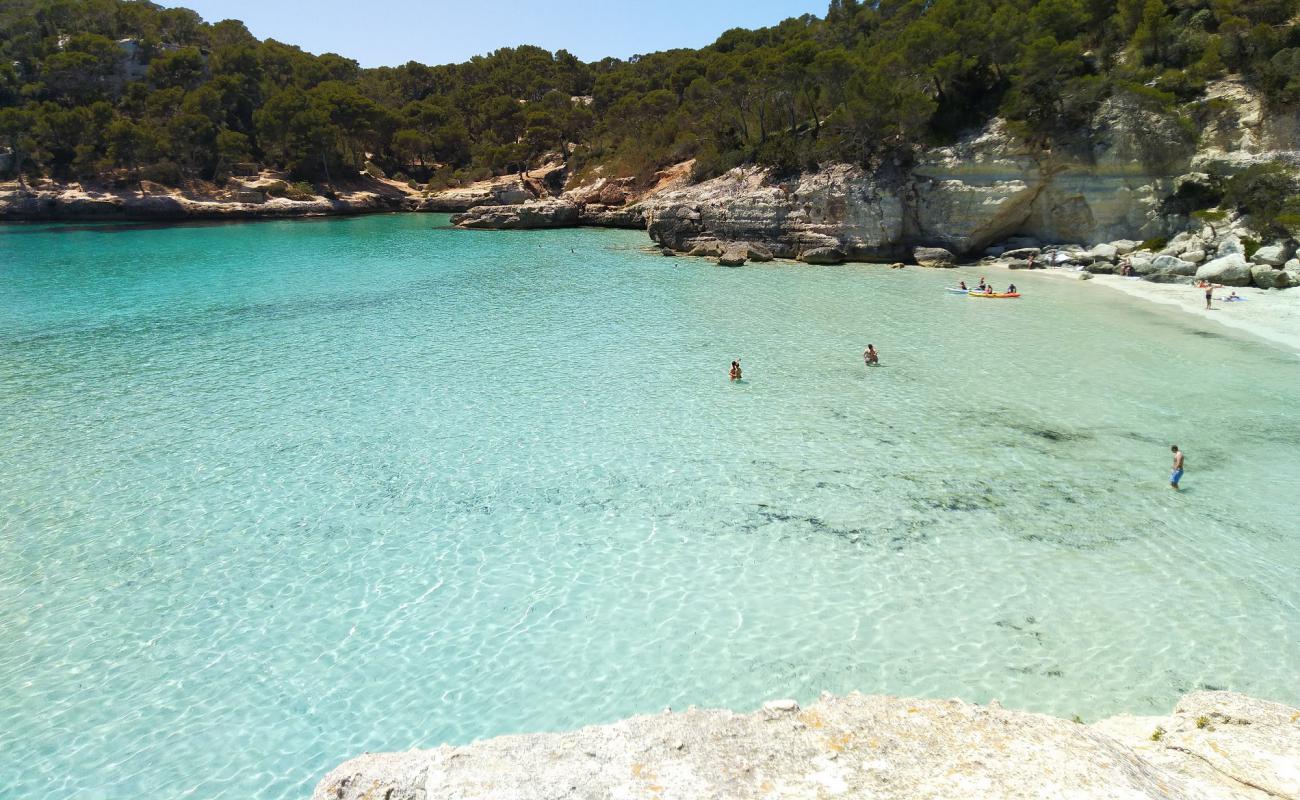 Foto af Cala Mitjana med lys fint sand overflade