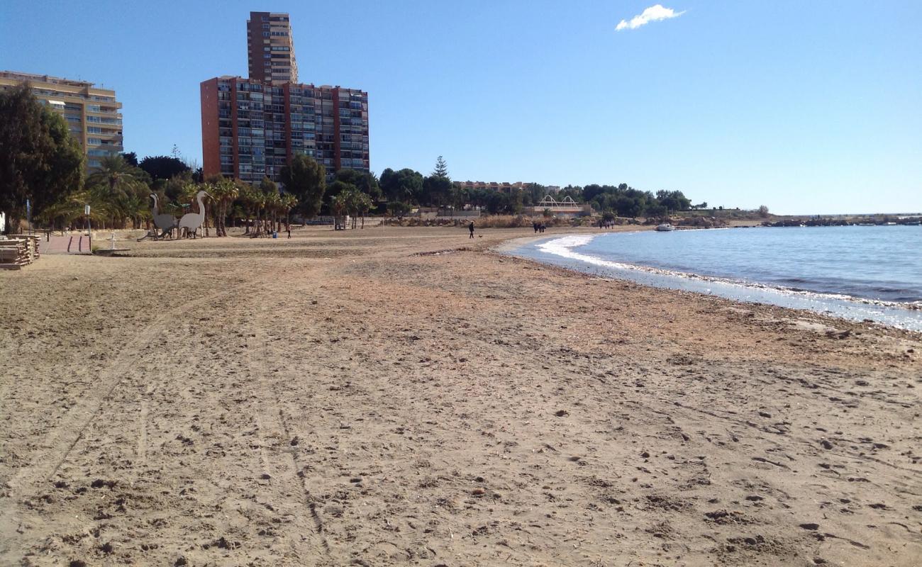 Foto af Almadraba Strand med sort sand og småsten overflade