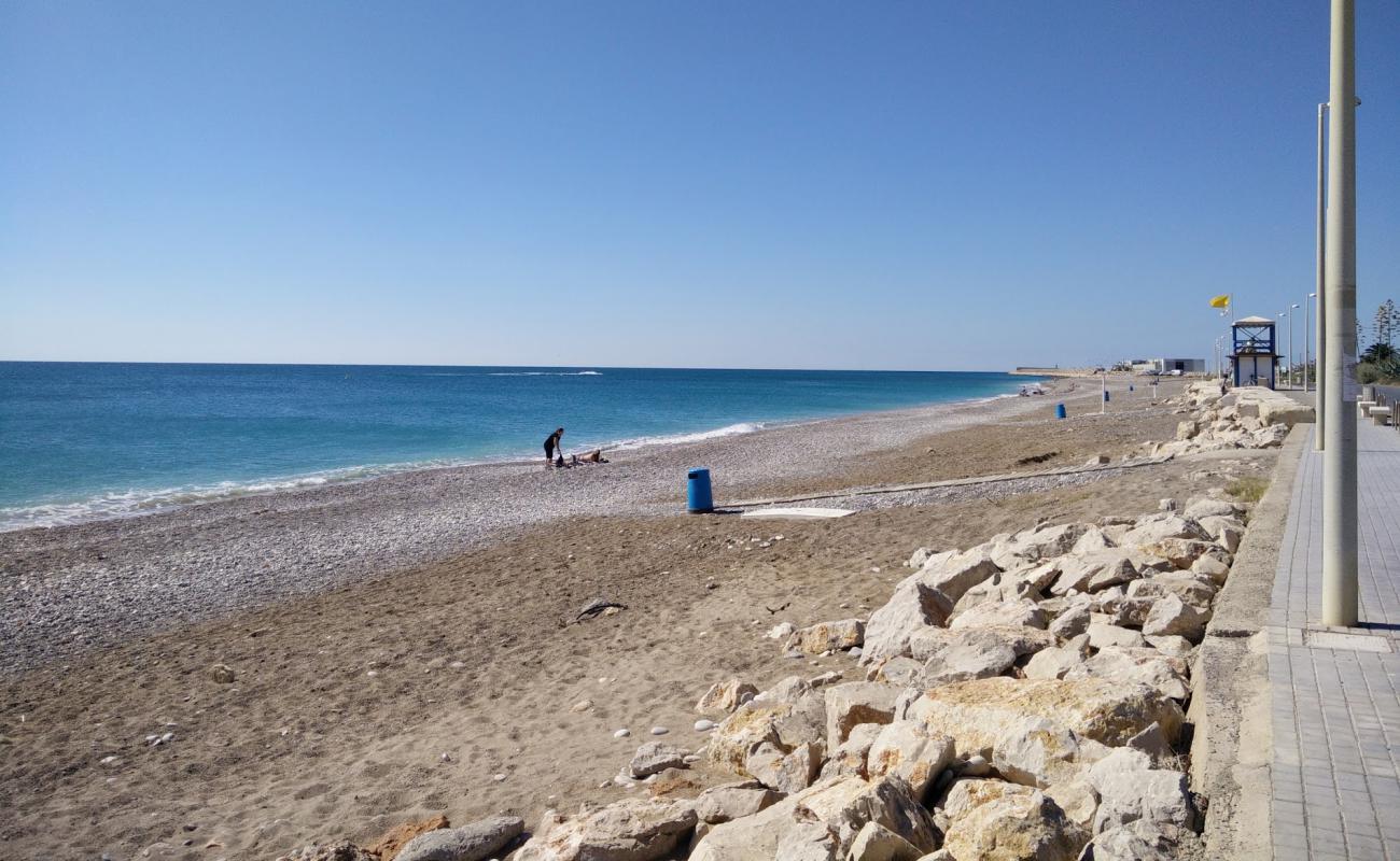 Foto af Platja Mar Xica med grå fin sten overflade