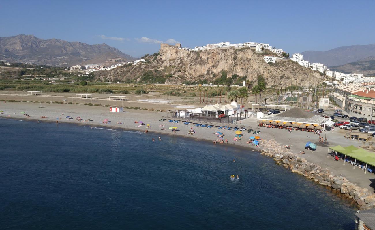 Foto af Playa de la Guardia med grå fin sten overflade