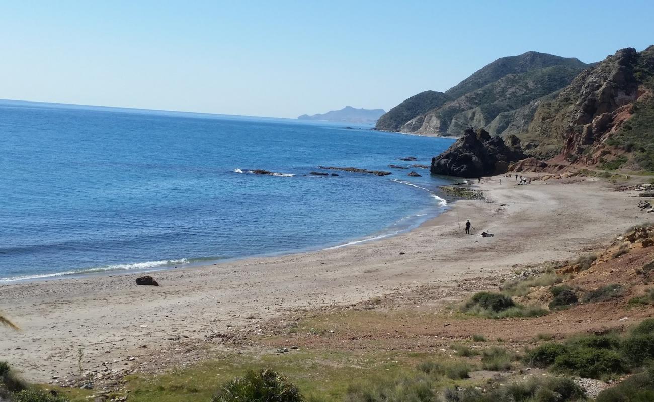 Foto af Playa del Sombrerico med sort sand og småsten overflade