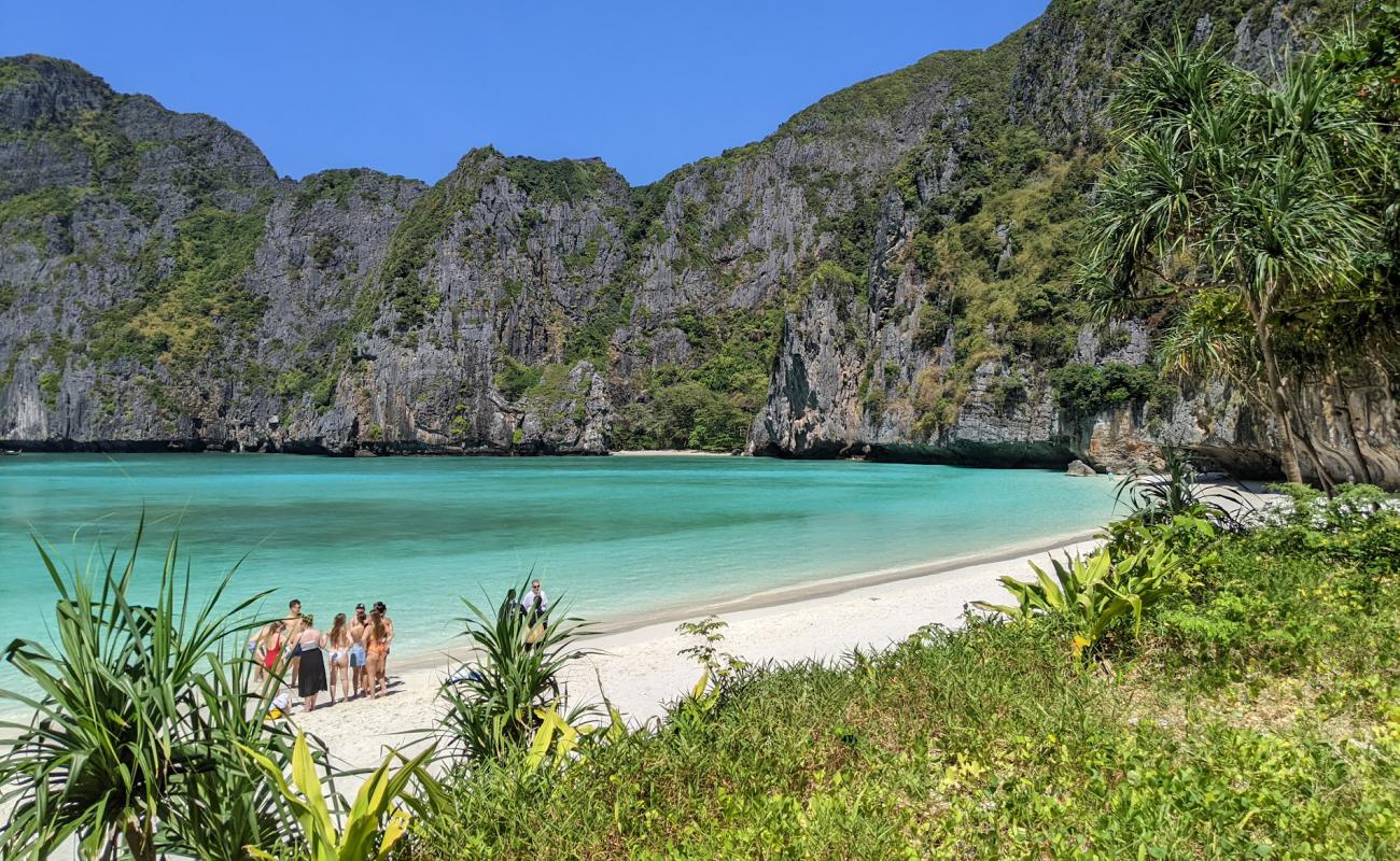 Foto af Maya Bay Strand med hvidt fint sand overflade