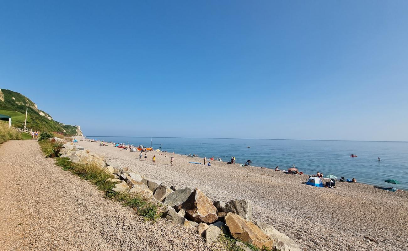 Foto af Branscombe Strand med grå fin sten overflade