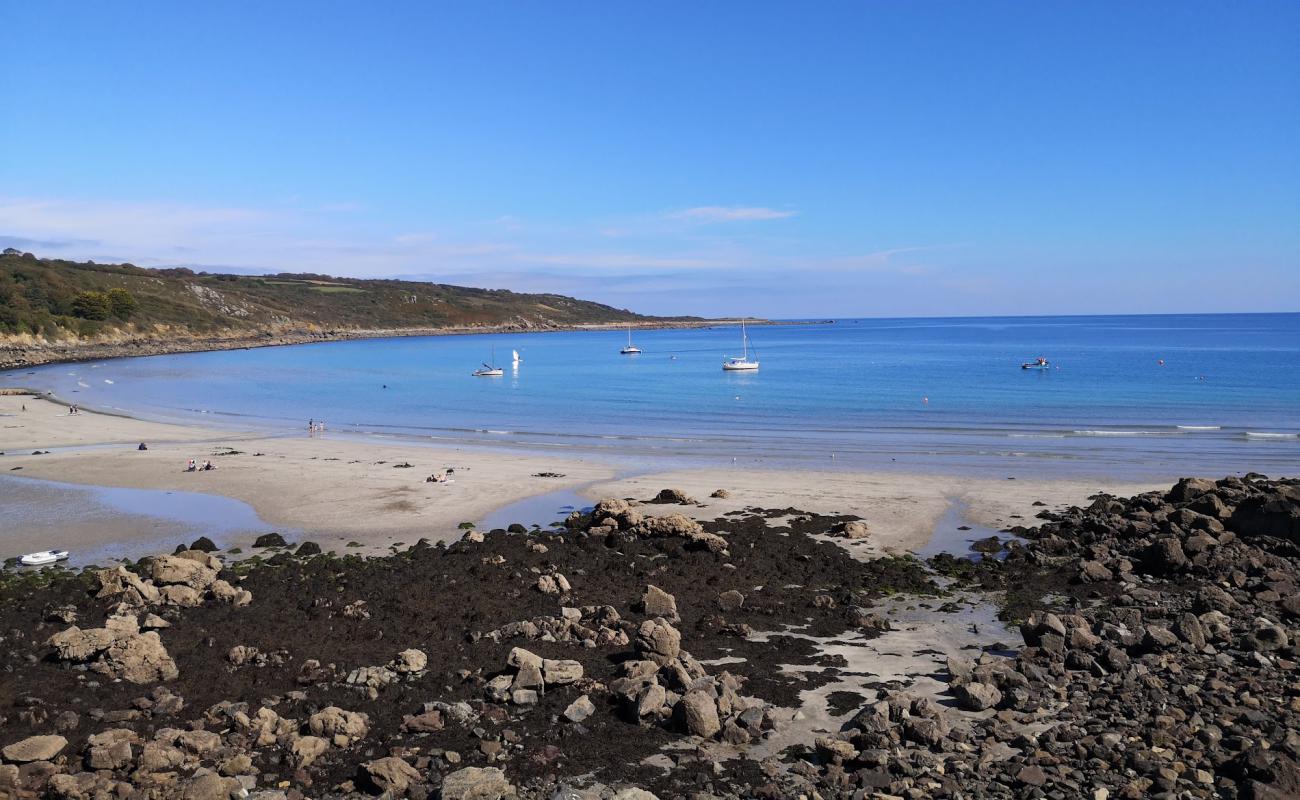 Foto af Coverack Cove beach med gråt sand og sten overflade