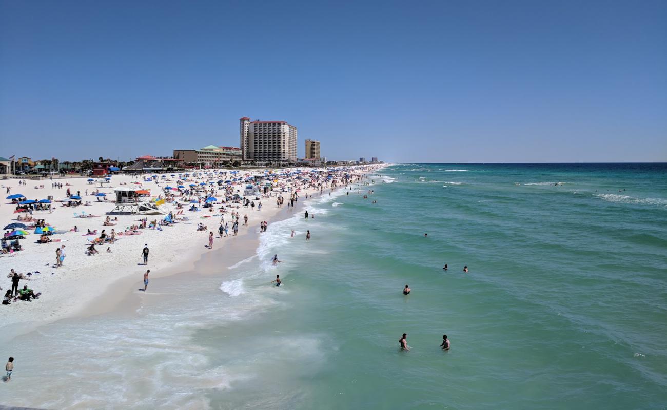 Foto af Pensacola Beach med hvidt fint sand overflade