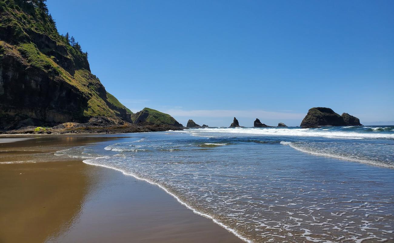 Foto af Larson Creek beach Oregon med let sand og småsten overflade