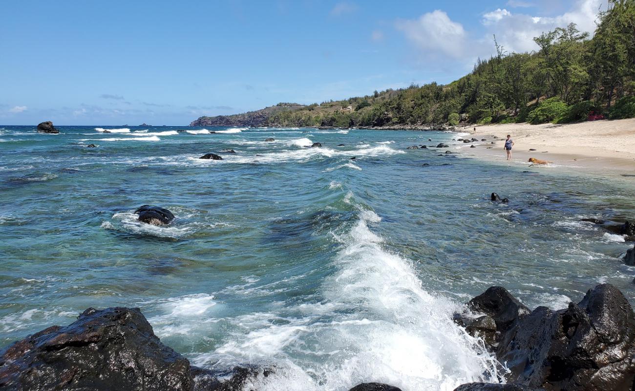 Foto af Punalau Beach med lyst sand & sten overflade