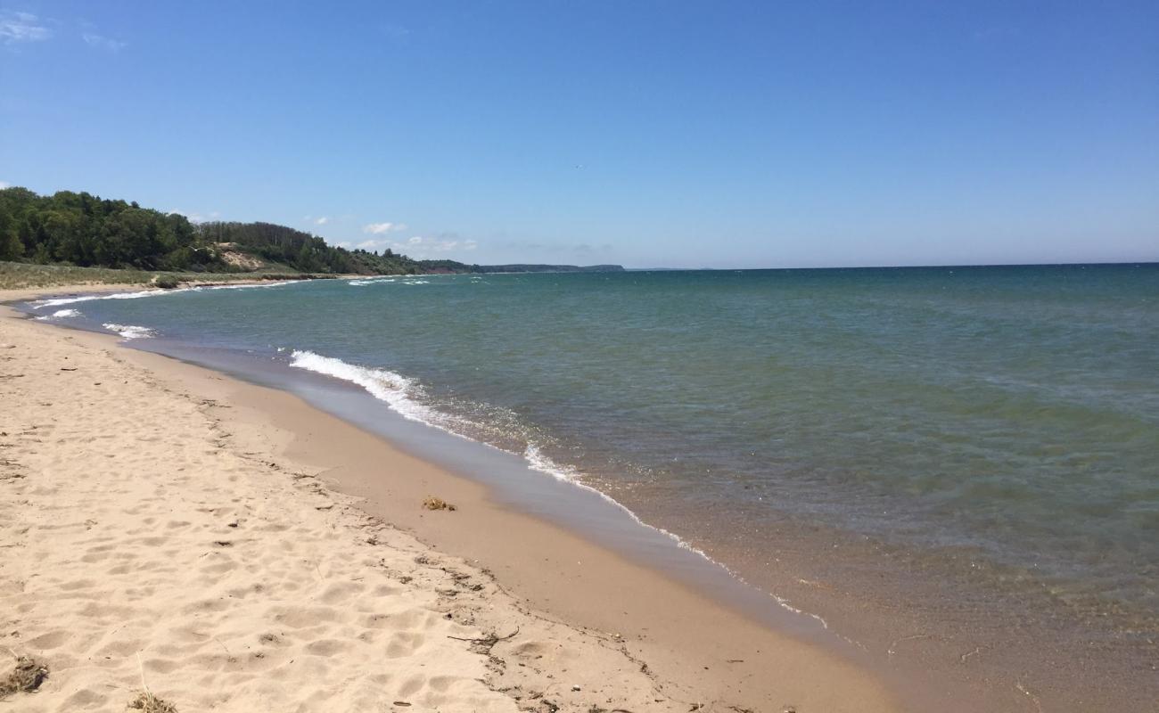 Foto af 1st Street Beach Manistee med lys fint sand overflade